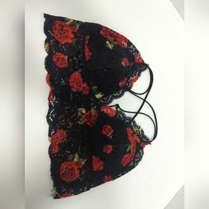 True Rue21 Bralette Lace Floral Adjustable Straps Pull Over Lingerie Sz L